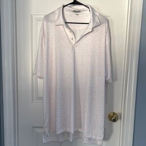 Peter Millar White Polo with Subtle Pattern